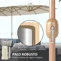 Outsunny Ombrellone Doppio con Apertura a Manovella, in Acciaio Inox e Poliestere, 455x265x238 cm, Beige(m-6)