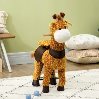 HOMCOM Cavallo a Dondolo con Ruote a Forma di Giraffa per Bambini da 3-6 Anni, 70x32x87cm, Giallo(m-10)