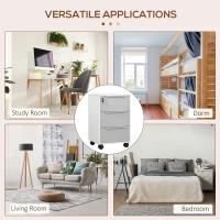 HOMCOM 3-Drawer Locking File Cabinet Mobile Chest of Drawers Side Table on Wheels for Home Office, Bedroom and Living room(m-6)