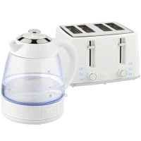 HOMCOM Kettle and Toaster Set, 1.7L 3000W Rapid Kettle with Strix Thermostat, 4 Slice Toaster with 7 Browning Controls, Cream(m-1)