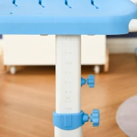 HOMCOM Kids Desk and Chair Set, Height Adjustable Student Writing Desk, Children School Study Table with Tiltable Desktop, Drawer, Pen Slot, Hook - Blue(m-9)