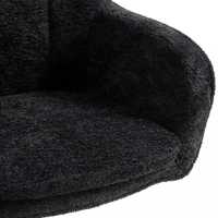 HOMCOM Modern Makeup Vanity Chair, Snow Flannel Office Chair with Tub Back, Black(m-12)