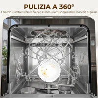 HOMCOM Lavastoviglie da Tavolo, con Serbatoio Integrato da 6 L, 5 Programmi, 4 Coperti e Display LED, Nero(m-7)