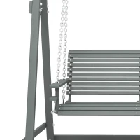 Outsunny 2 Seater Garden Swing Seat, Wooden Swing Chair Bench with Cup Holders for Outdoor Porch Patio, Grey(m-12)