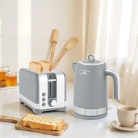 HOMCOM Sleek Textured Kettle and Toaster Set - Grey(m-10)