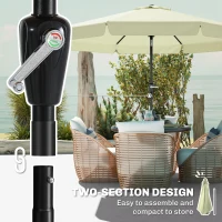 Outsunny Parasol de jardin extérieur parasol inclinable rond Ø2,7 m avec manivelle et protection solaire UV50+, beige(m-8)