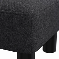HOMCOM Linen Fabric Footstool Ottoman Cube with 4 Plastic Legs, Black(m-11)