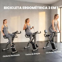 SPORTNOW Bicicleta Estática Dobrável com 8 Níveis de Resistência, Volante, Ecrã LCD, Bluetooth, Pulsómetro e Selim Ajustável(m-4)