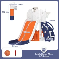 AIYAPLAY Set Tobogán para Niños 5 en 1 con Canasta, Escalera, Telescopio y Contenedores, Edad 1-3 Años, Azul oscuro(m-3)
