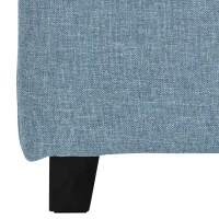 HOMCOM Small Ottoman, Square Footstool with Side Pocket, Rubber Wood Legs and Padded Seat for Living Room, Dark Blue(m-13)