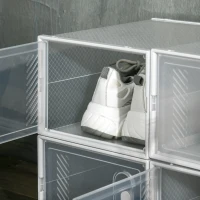 HOMCOM Scarpiera Modulare in PP con 8 Cubi Contenitori e Porta Magnetica, 25x35x19 cm, Bianco e Trasparente(m-4)