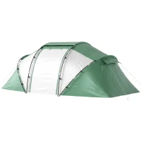Outsunny 4 Man UV Protection Camping Tent - Green and White(m-15)