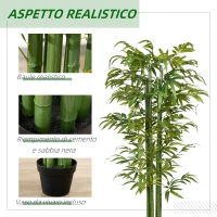 HOMCOM Pianta Artificiale di Bambù, 180 cm Pianta Finta Realistico con Vaso Decorativo per Soggiorno e Camera da Letto, Verde(m-4)