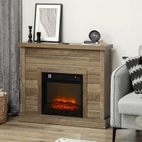 HOMCOM Lareira Elétrica 1800W Lareira Decorativa com Efeito de Chama Realista Temporizador para Ambientes de 30 m² 96,5x22x81,7 cm Efeito Madeira(m-10)