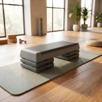 SPORTNOW Stepper Fitness Aérobic 3 Niveaux, Hauteur Réglable 10,5/15,5/20,5 cm, Surface Antidérapante, Capacité 250 kg, Gris(m-2)