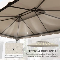 Outsunny Telo di ricambio gazebo 4x3 m con doppio tetto e drenaggio, Beige(m-4)