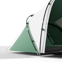 Outsunny 4 Man UV Protection Camping Tent - Green and White(m-10)