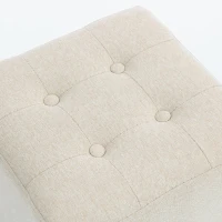 HOMCOM Small Ottoman, Square Footstool with Side Pocket, Rubber Wood Legs and Padded Seat for Living Room, Beige(m-11)
