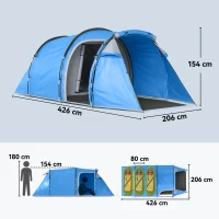 Outsunny 2 Room Tent with Vestibule, Weather-Resistant Camping Tent with Air Vents for Fishing Hiking, Sky Blue(m-3)