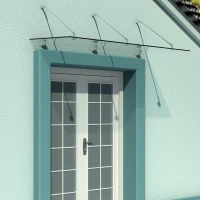 HOMCOM Pensilina in Vetro per Porta d'Ingresso in Acciaio Inossidabile e Vetro Temperato, 200x90 cm, Trasparente(m-8)