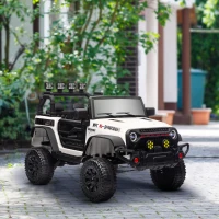 AIYAPLAY Coche Eléctrico para Niños de +3 Años con Batería 12V Mando a Distancia Faros LED Bocina Música Blanco(m-10)