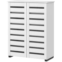 HOMCOM Narrow Shoe Cabinet for Entryway, 5-Tier Slim Shoe Storage Cabinet with 2 Slatted Doors and Adjustable Shelves(m-11)