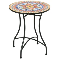 Outsunny Masa Rotunda Stil Bistro de 60 cm cu Mozaic pentru Gradina, Veranda, Exterior, Balcon, Gri(m-12)