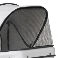 PawHut Poussette pour Chien 4 Roues, Chariot Pliable avec Auvent Réglable, Panier de Rangement, 77x44x102cm, Gris(m-12)