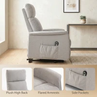 HOMCOM Fauteuil Releveur Électrique, Fauteuil Relax Électrique en Chenille avec Coussin à Ressorts, Dossier Inclinable, Gris(m-4)