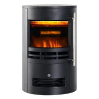 HOMCOM Camino Elettrico da Terra 900W/2000W con Effetto Fiamma, Caminetto Elettrico con Temperatura Regolabile e Protezione da Surriscaldamento, 41x41x64.5cm, Nero(m-11)