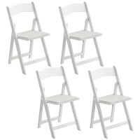 HOMCOM Lot de 4 chaises pliantes en résine et PU, chaises pliantes portables pour intérieur et extérieur, 45x44x78cm, blanc