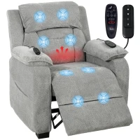 HOMCOM Power Recliner Armchair with Massage and Heat, Electric Reclining Chair with Wide Spring Seat, Light Grey(m-15)