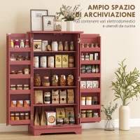 HOMCOM Buffet cucina con ante e ripiani regolabili, 60x40x120 cm, Rosso effetto legno(m-4)