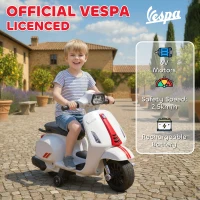 AIYAPLAY Moto Elettrica per Bambini Licenza Vespa, Batteria Ricaricabile 6V, Rotelle e Luci, Età 2-4 Anni, Bianco(m-4)