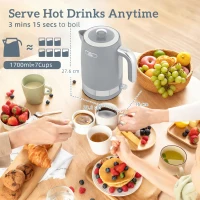 HOMCOM Sleek Textured Kettle and Toaster Set - Grey(m-4)