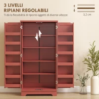 HOMCOM Buffet cucina con ante e ripiani regolabili, 60x40x120 cm, Rosso effetto legno(m-5)