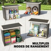 Outsunny Abri de Jardin - cabane de jardin 1,09 m² - cabanon rangement outils 2 Portes verrouillables - dim. 147L x 86l x 134H cm - tôle d'acier Noir Blanc(m-7)