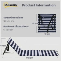 Outsunny Set of 2 Foldable Garden Beach Chair Mat, Outdoor Sun Lounger Seats with Adjustable Back, Magazine Pocket, Carry Strap(m-3)
