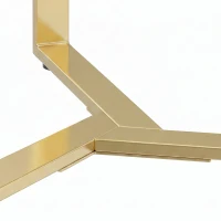 HOMCOM Round Side Table with Tempered Glass Top and Geometric Metal Frame for Small Space, Gold Tone(m-12)