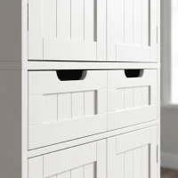 HOMCOM Tall Bathroom Cabinet, Freestanding Bathroom Storage Cabinet with Drawer, Shelves and Doors, 60 x 30 x 160 cm, White(m-9)
