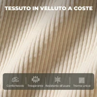 HOMCOM Divano Moderno 2 posti con con 2 cuscini e vano piedi, 117x63x79 cm, Beige(m-6)