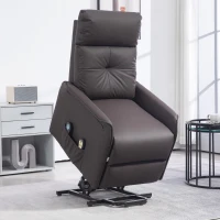 HOMCOM Poltrona Relax Alzapersona e Reclinabile con 8 Punti Massaggio e Riscaldamento, 2 Telecomandi, Marrone(m-9)