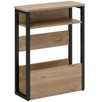HOMCOM Mesa Auxiliar Mesita de Noche con Estante de Dos Niveles Esquinas Redondeadas 46L x 18P x 58,5H cm Nogal