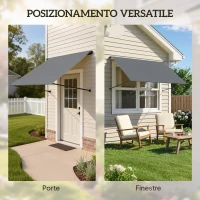 Outsunny Tenda da sole manuale retrattile e regolabile con protezione UV, 195x120 cm, Grigio scuro(m-6)