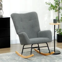 HOMCOM Teddy Fleece Rocking Chair - Grey(m-10)