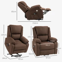 HOMCOM Poltrona Alzapersona Reclinabile con Poggiapiedi, in Tessuto Effetto Lino, 87x92x105 cm, Caffè(m-3)