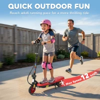 HOMCOM Foldable Electric Scooter, with LED Lights, for Ages 7-14 Years, Red(m-5)