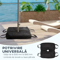 Outsunny Bază pentru Umbrelă, Sac Umplut cu 50 kg de Nisip, Din Plastic și Material Oxford, 50x25x18 cm, Negru(m-5)