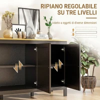 HOMCOM Mobile Contenitore con 2 Armadietti a 2 Ripiani Regolabili su 3 Altezze, 120x40x70 cm, Nero e color Legno(m-5)