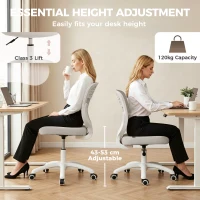 HOMCOM Office Chair, Armless Computer Desk Chair with Breathable Mesh, Adjustable Height, Swivel Wheels, Grey(m-6)